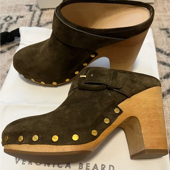 Veronica Beard Wooden Heeled Clogs - Picture 2 of 7